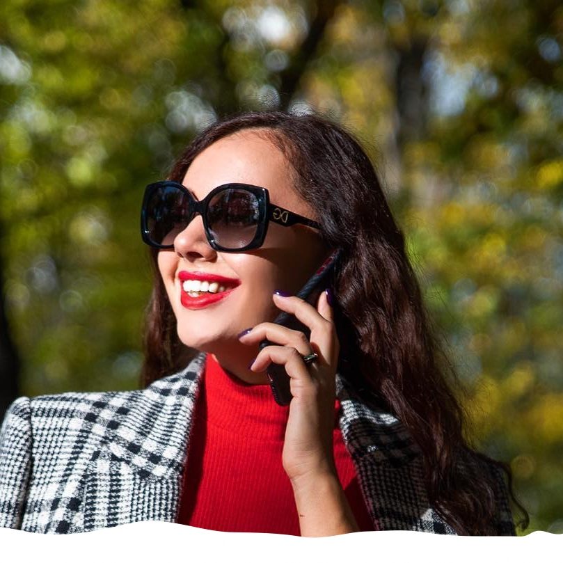 Woman on a party phone line